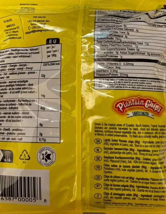 Plantain Bananen Chips Leicht gesalzen 20x 85g