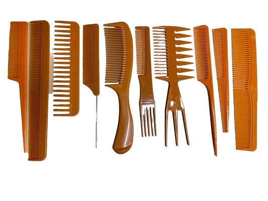 Frisur Kamm Comb Styling Plastik Set 10er Braun