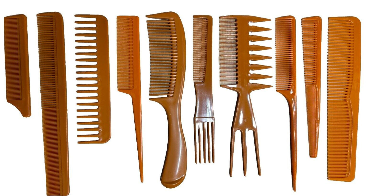 Frisur Kamm Comb Styling Plastik Set 10er Braun