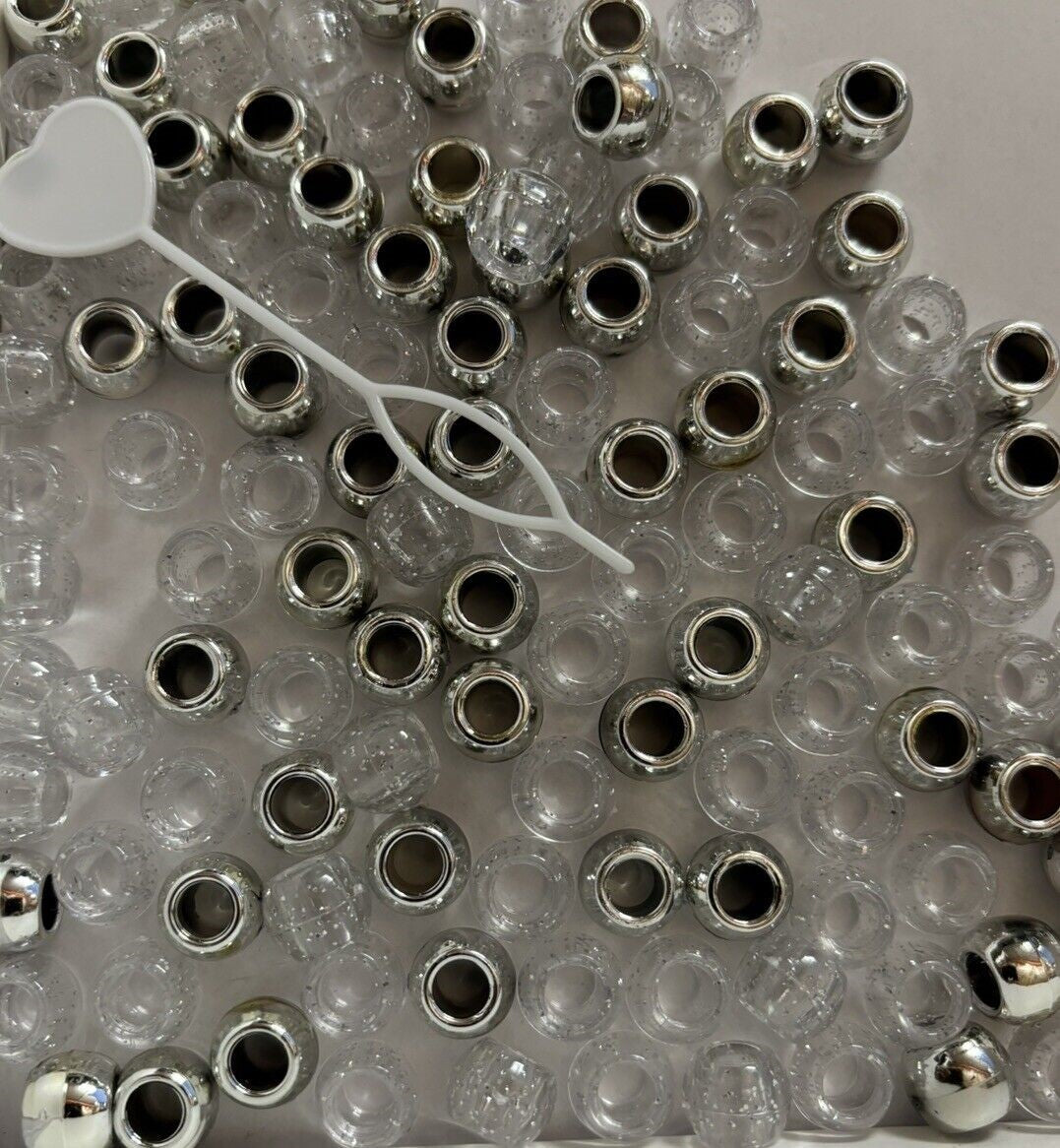 Haarperlen Grau glänzend