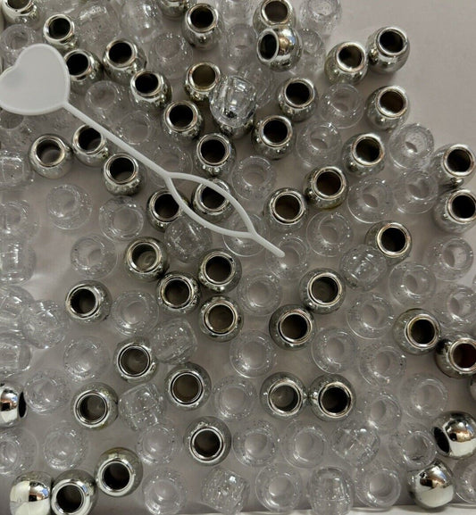 Haarperlen Grau glänzend